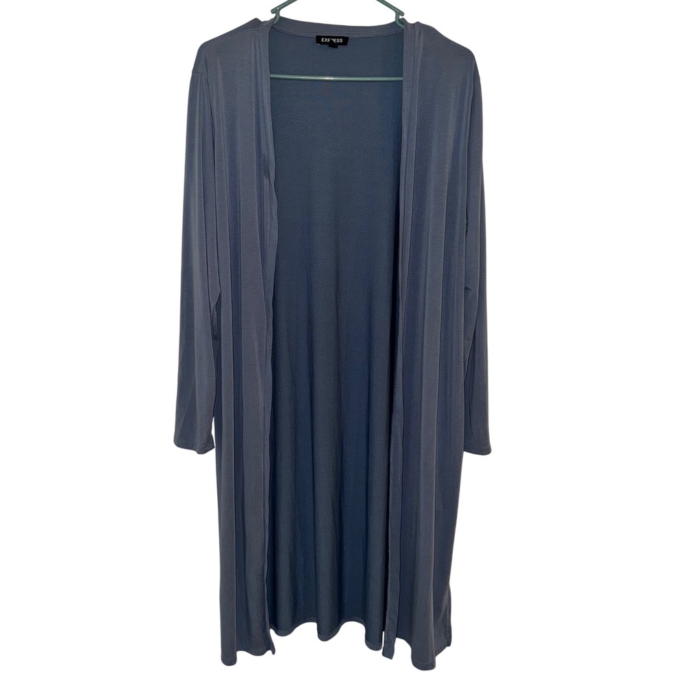 Express Long Open Front Cardigan –‎ Slate Blue, Size Large